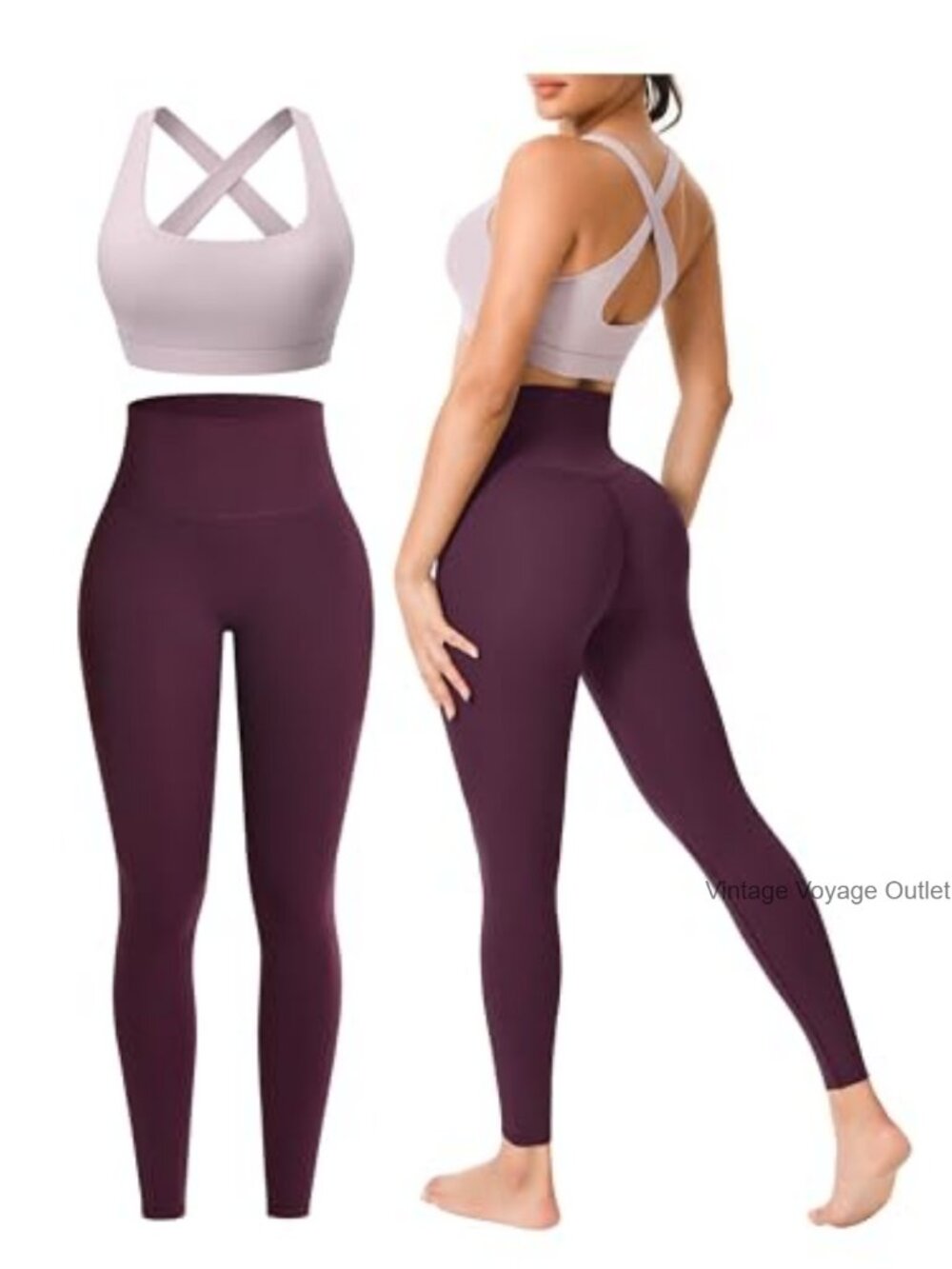 2 Piece Seamless Workout Set Yoga Leggings & Padded Sports Bra High Waist